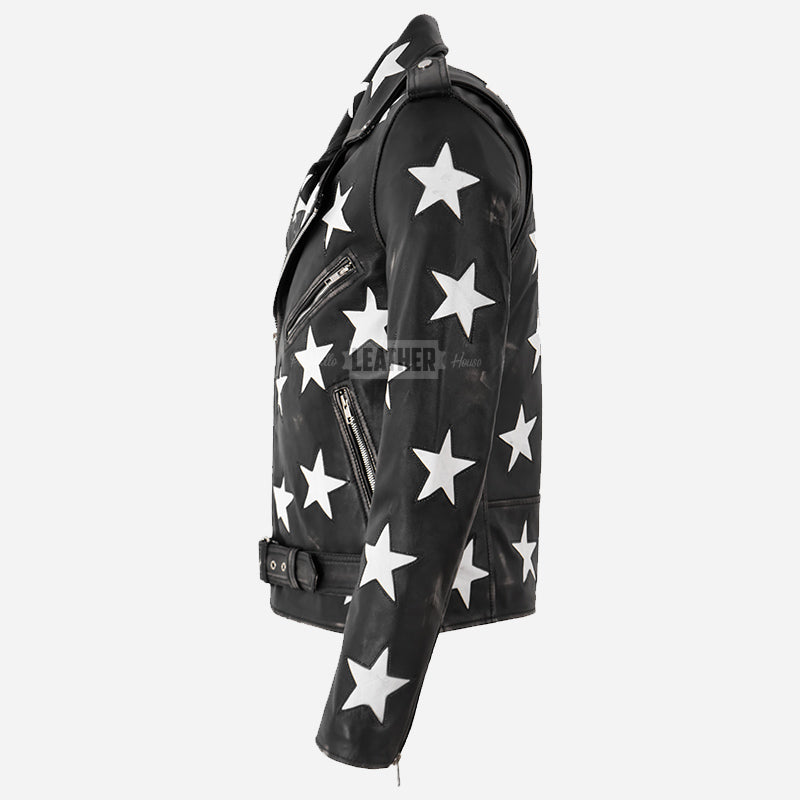 EVIRIX Leather Jacket with Star Accents