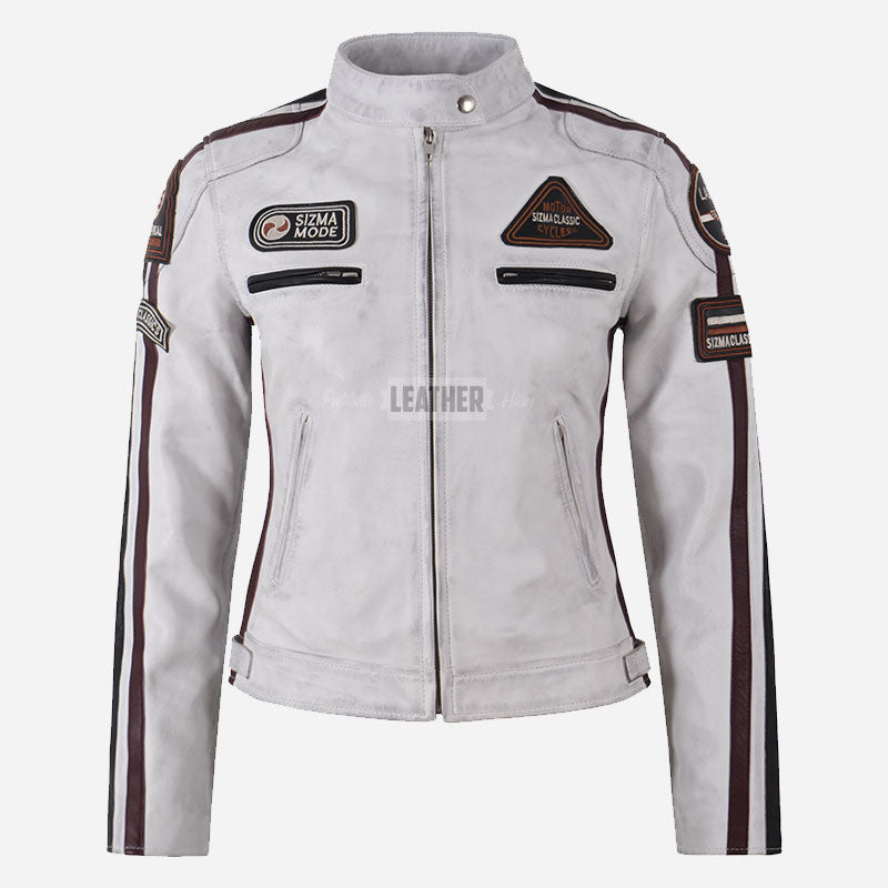 SIZMA Women's Leather Biker Jacket