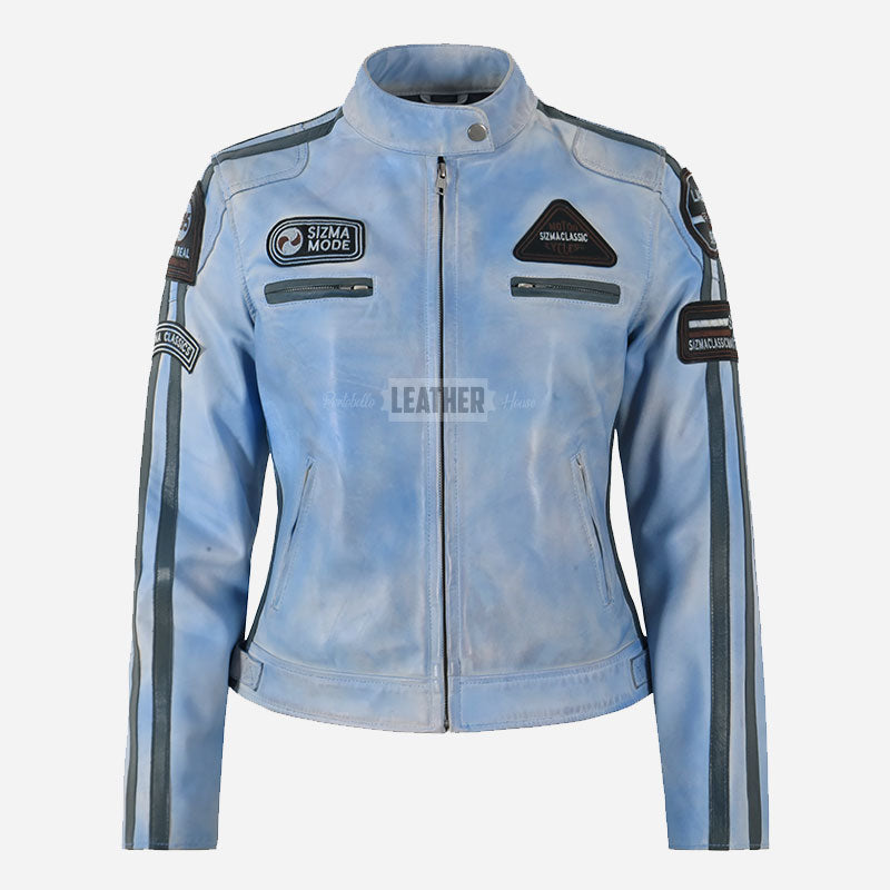 SIZMA Women's Leather Biker Jacket