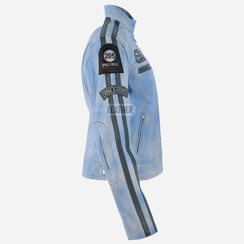 SIZMA Women's Leather Biker Jacket