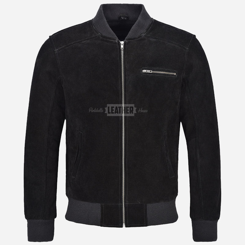 PRESCOTT Men's Suede Flight Bomber Jacket