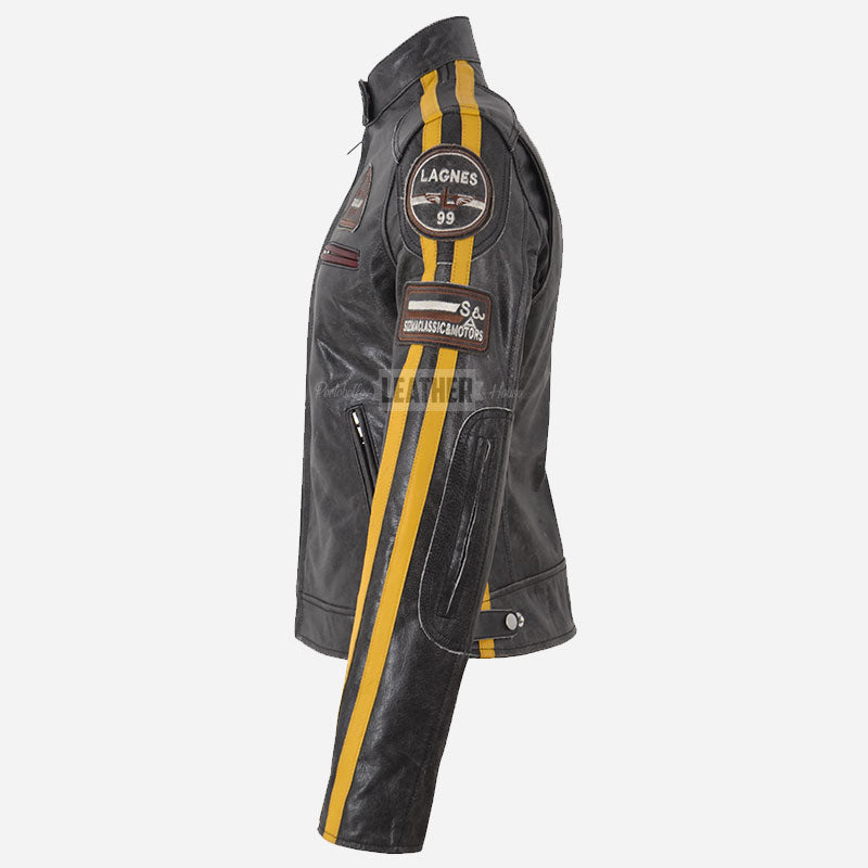 SIZMA Women's Rugged Biker Jacket Black