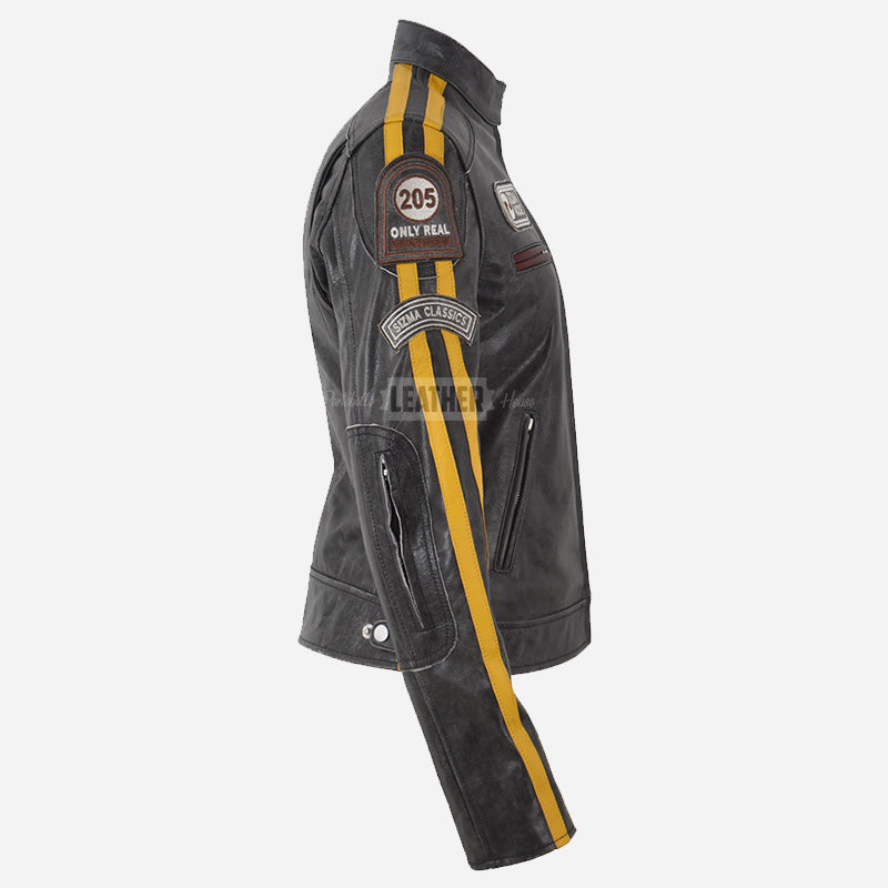 SIZMA Women's Rugged Biker Jacket Black