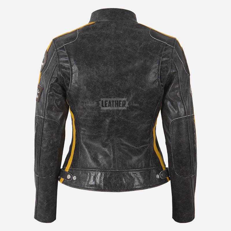 SIZMA Women's Rugged Biker Jacket Black