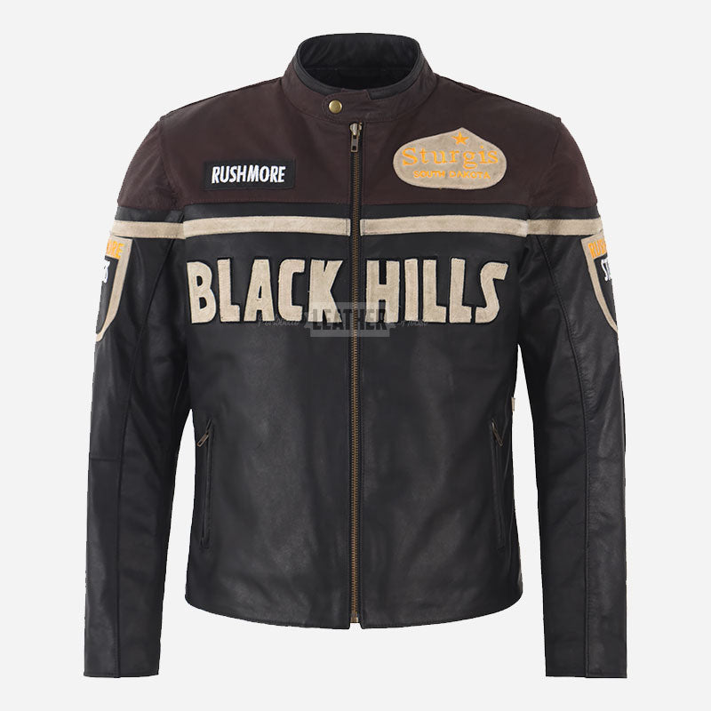 BLACK HILLS Men's Leather Biker Jacket