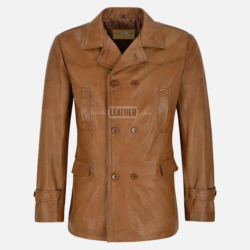 TOM Men's Leather Peacoat