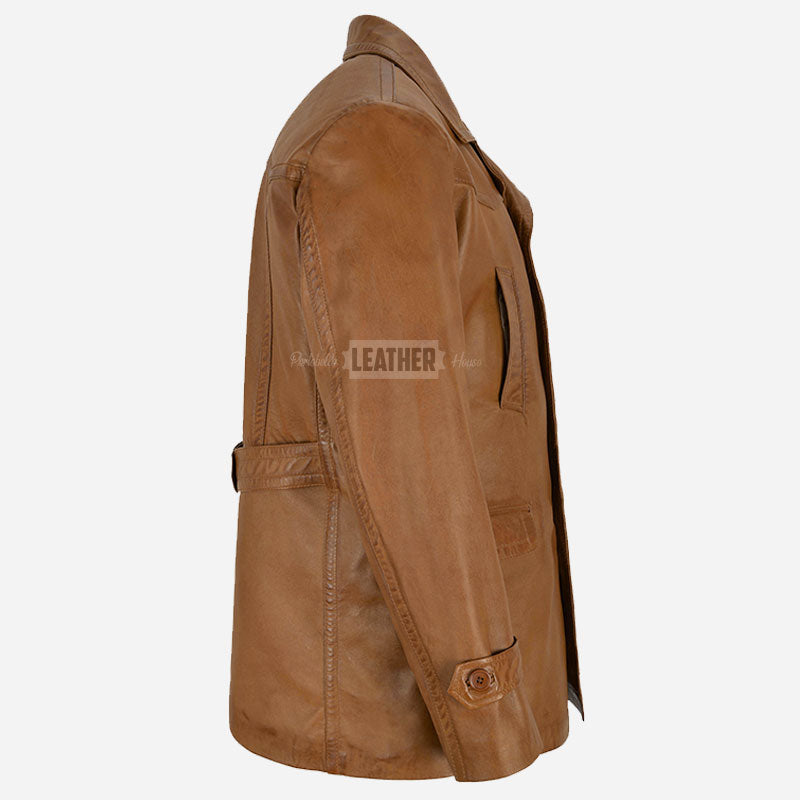TOM Men's Leather Peacoat
