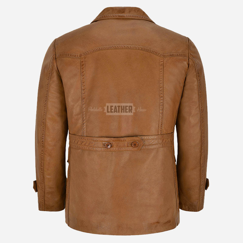 TOM Men's Leather Peacoat