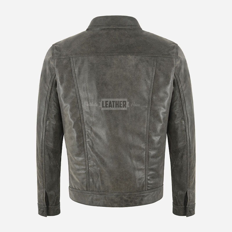 JAXLEY Grey Vintage Denim Leather Jacket