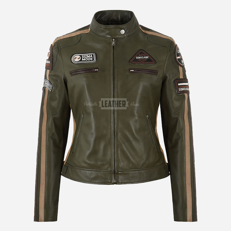 SIZMA Women's Leather Biker Jacket