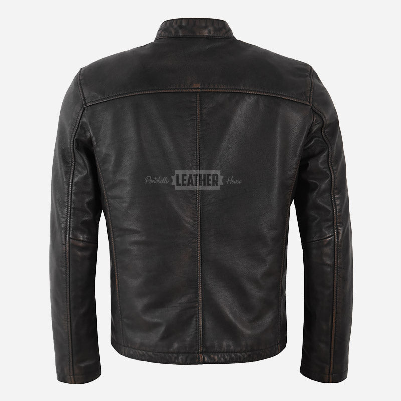 BENNY Men's Leather Racer Jacket Vintage