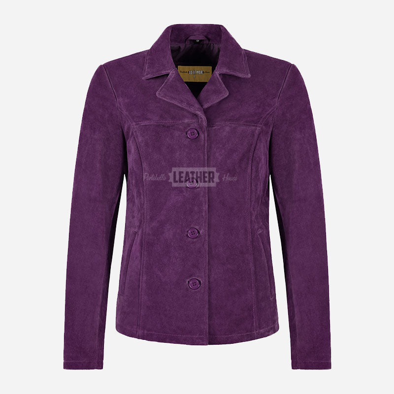 SELZA Women's Notch Collar Suede Jacket