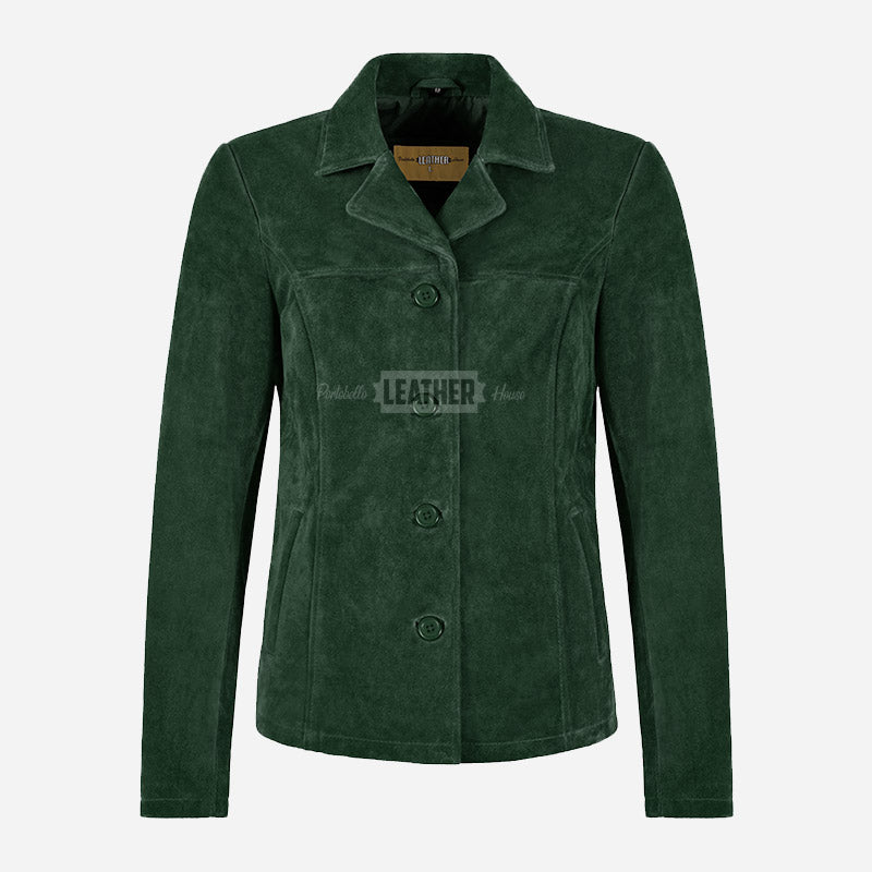 SELZA Women's Notch Collar Suede Jacket