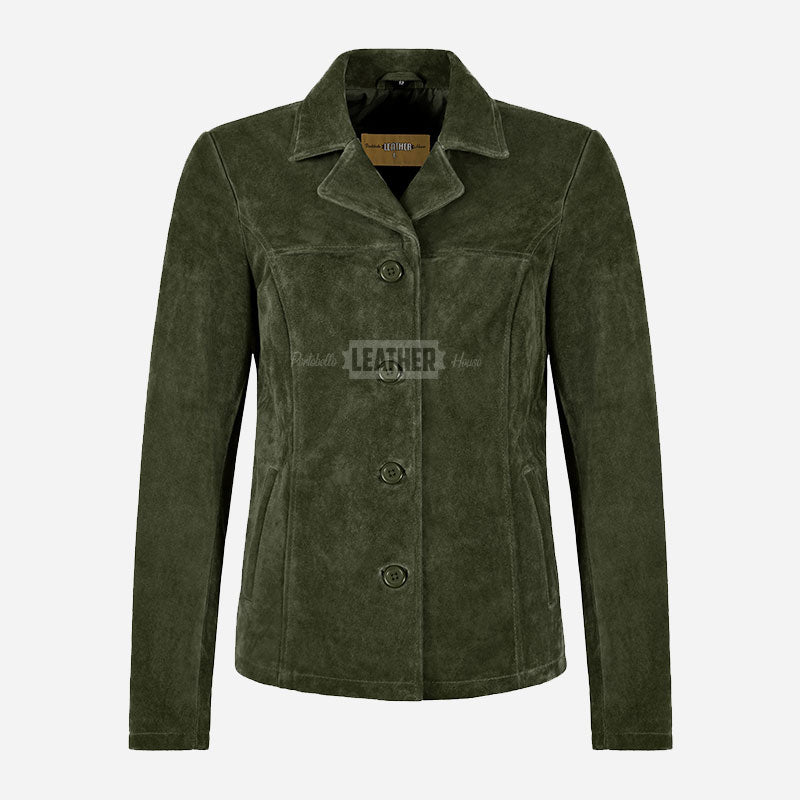 SELZA Women's Notch Collar Suede Jacket