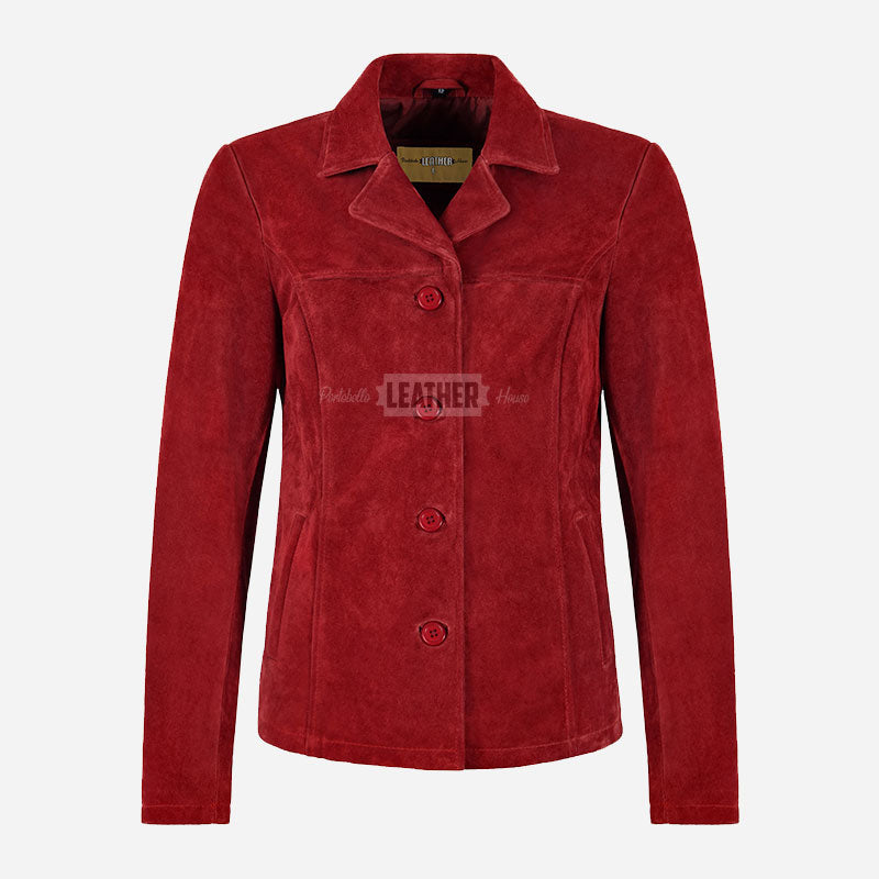 SELZA Women's Notch Collar Suede Jacket