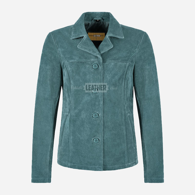 SELZA Women's Notch Collar Suede Jacket