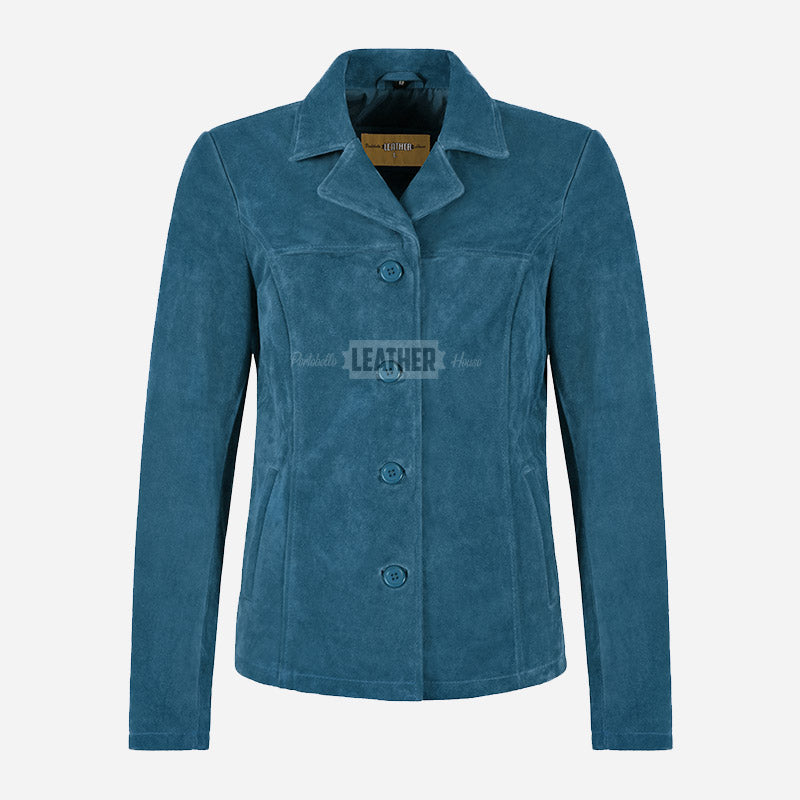 SELZA Women's Notch Collar Suede Jacket