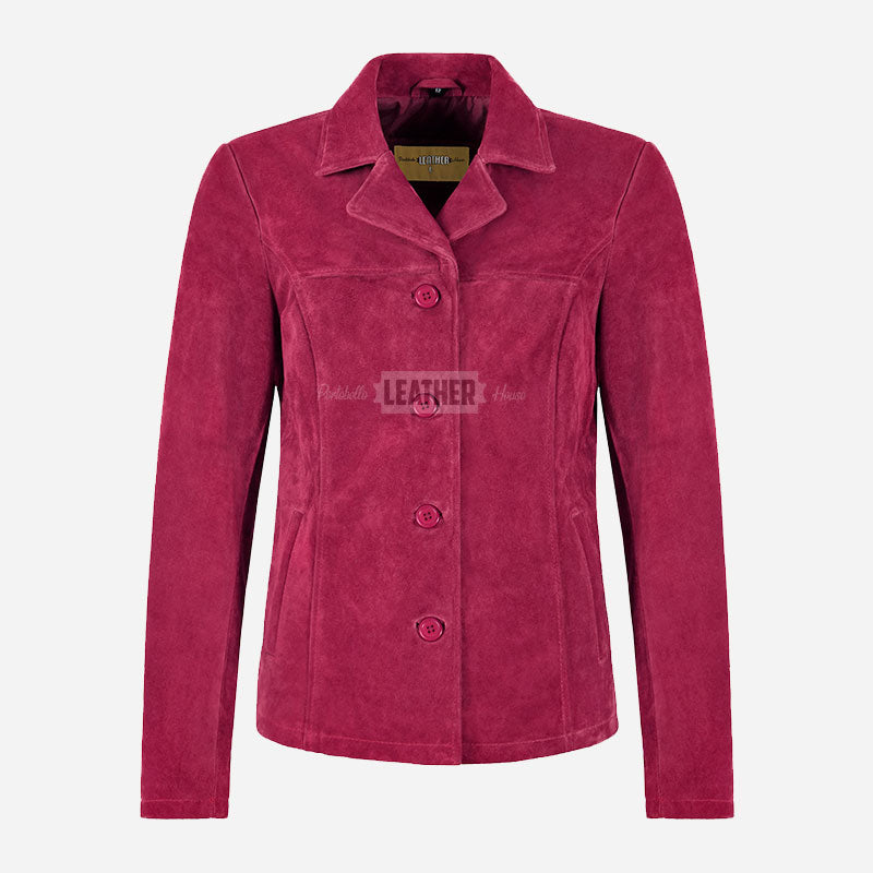 SELZA Women's Notch Collar Suede Jacket