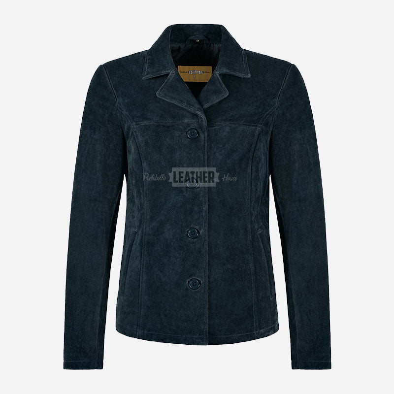 SELZA Women's Notch Collar Suede Jacket