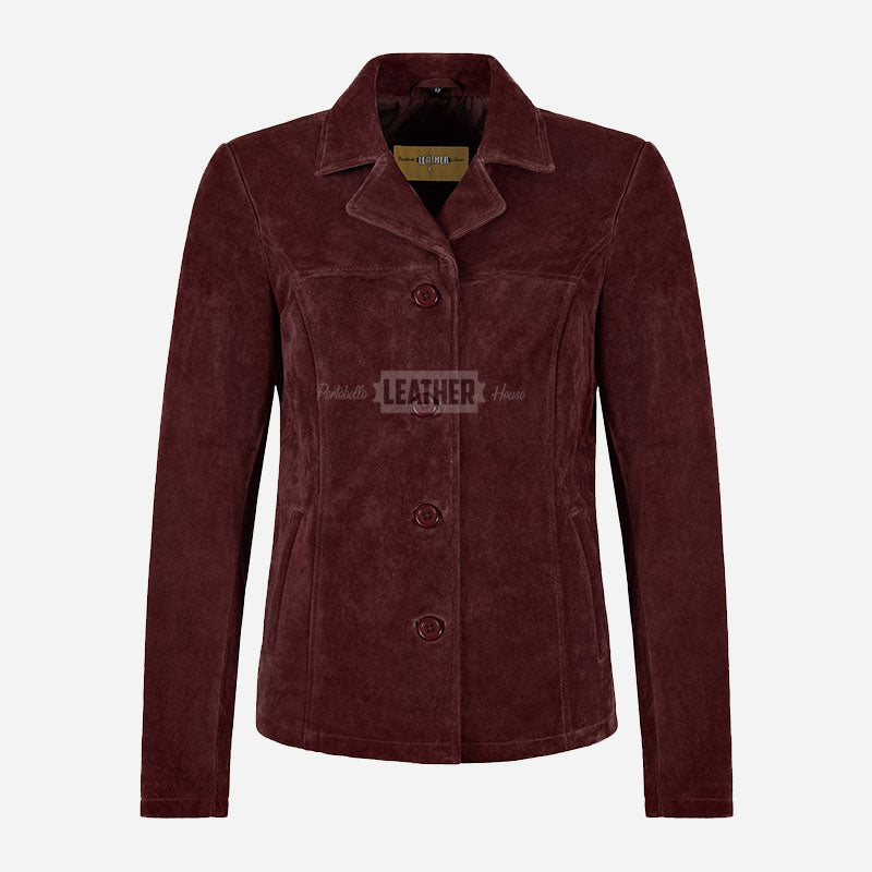 SELZA Women's Notch Collar Suede Jacket