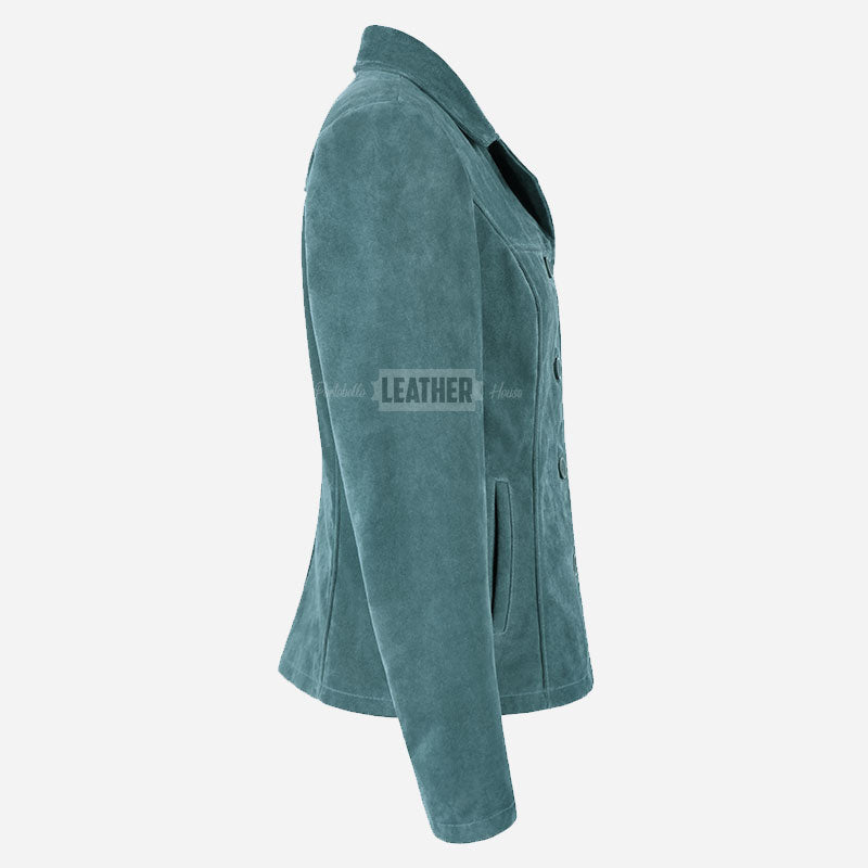 SELZA Women's Notch Collar Suede Jacket