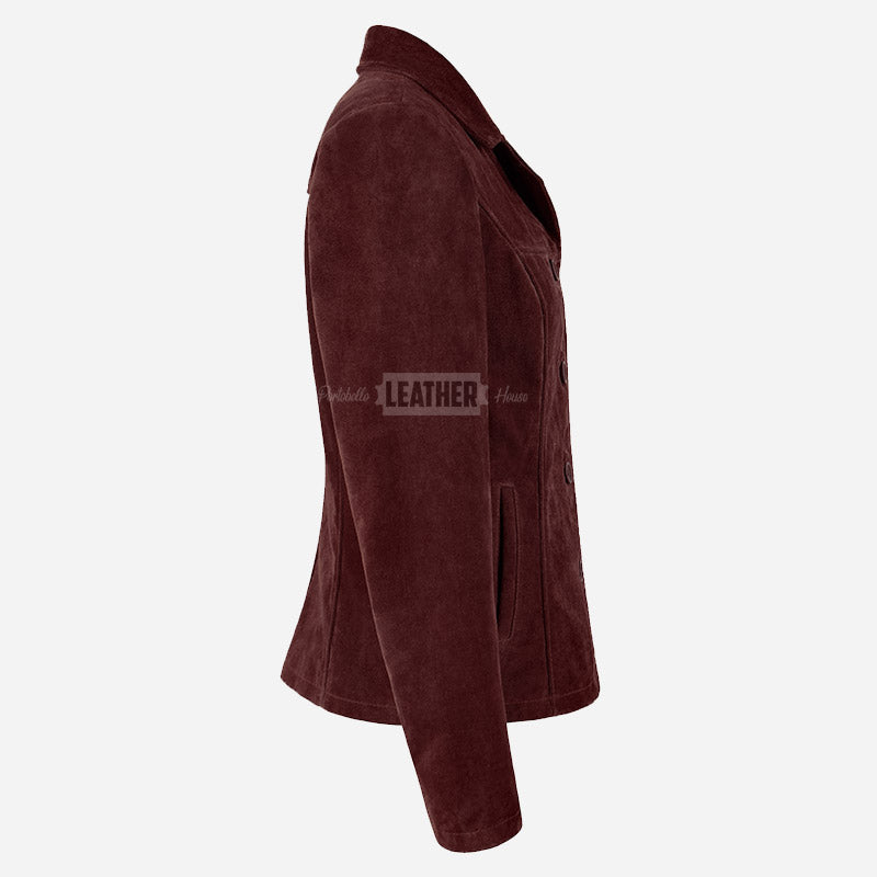 SELZA Women's Notch Collar Suede Jacket