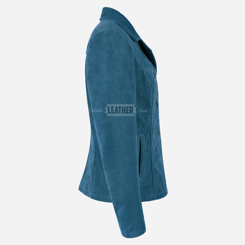 SELZA Women's Notch Collar Suede Jacket