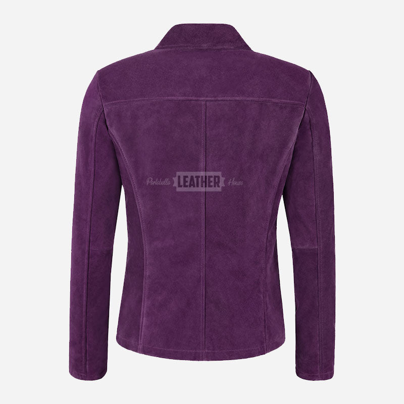 SELZA Women's Notch Collar Suede Jacket