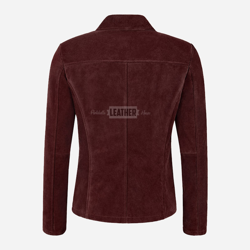 SELZA Women's Notch Collar Suede Jacket