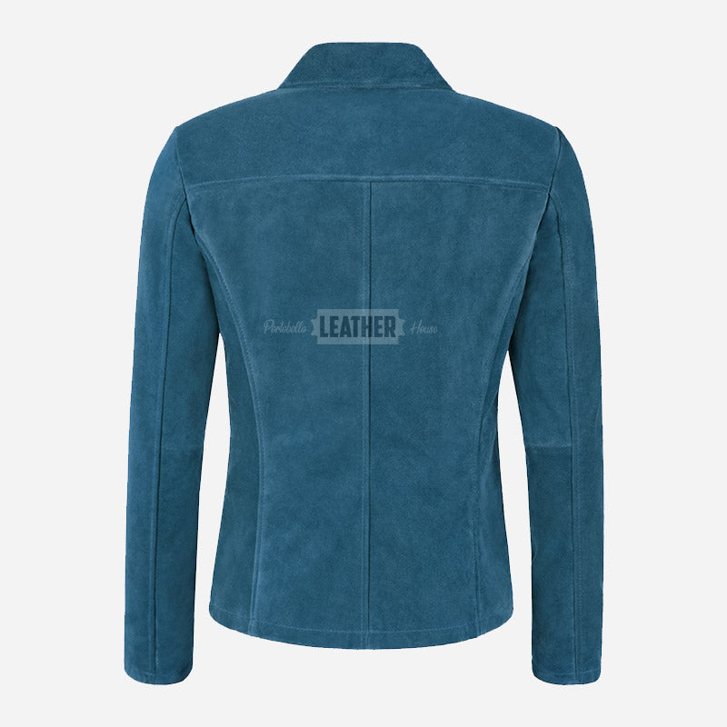 SELZA Women's Notch Collar Suede Jacket