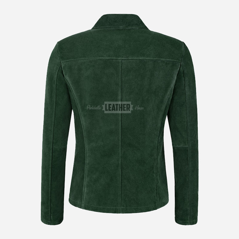 SELZA Women's Notch Collar Suede Jacket