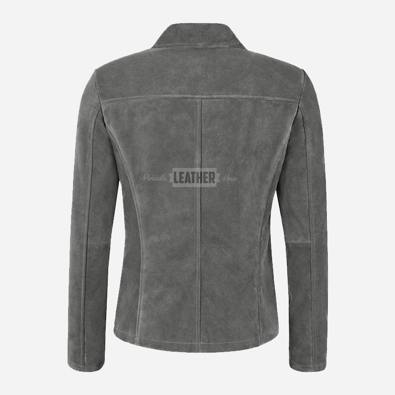 SELZA Women's Notch Collar Suede Jacket