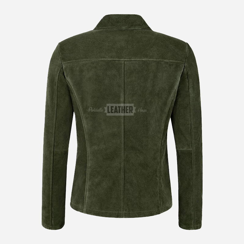 SELZA Women's Notch Collar Suede Jacket