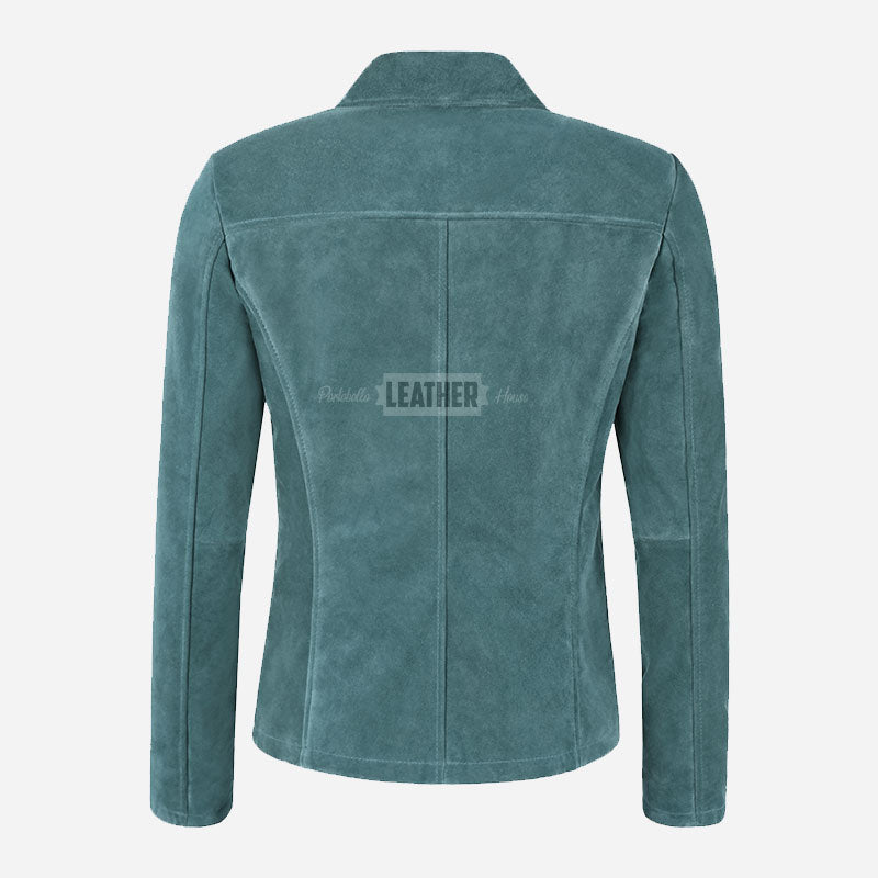 SELZA Women's Notch Collar Suede Jacket