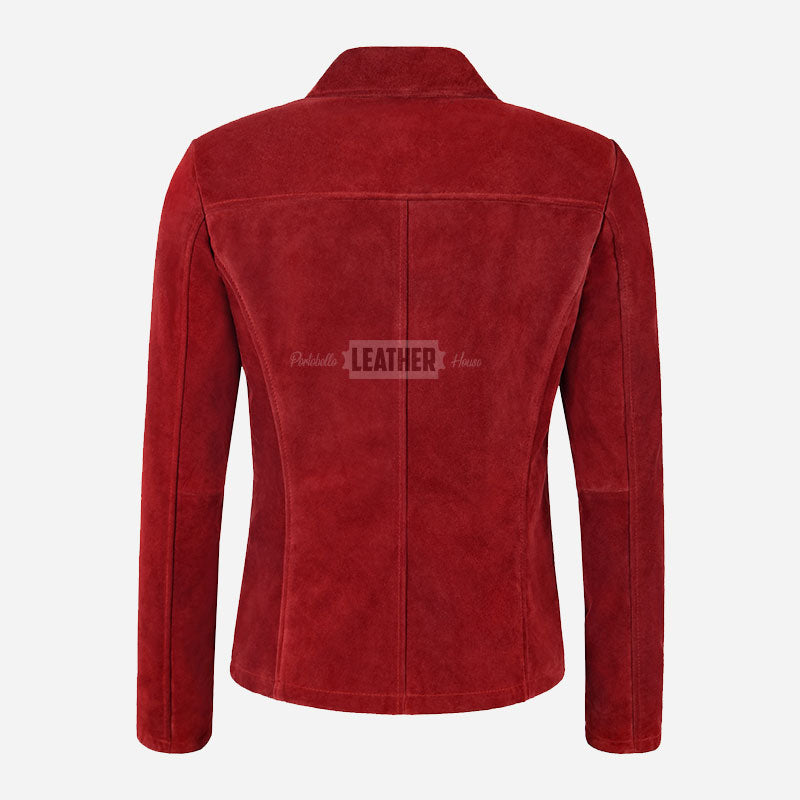 SELZA Women's Notch Collar Suede Jacket