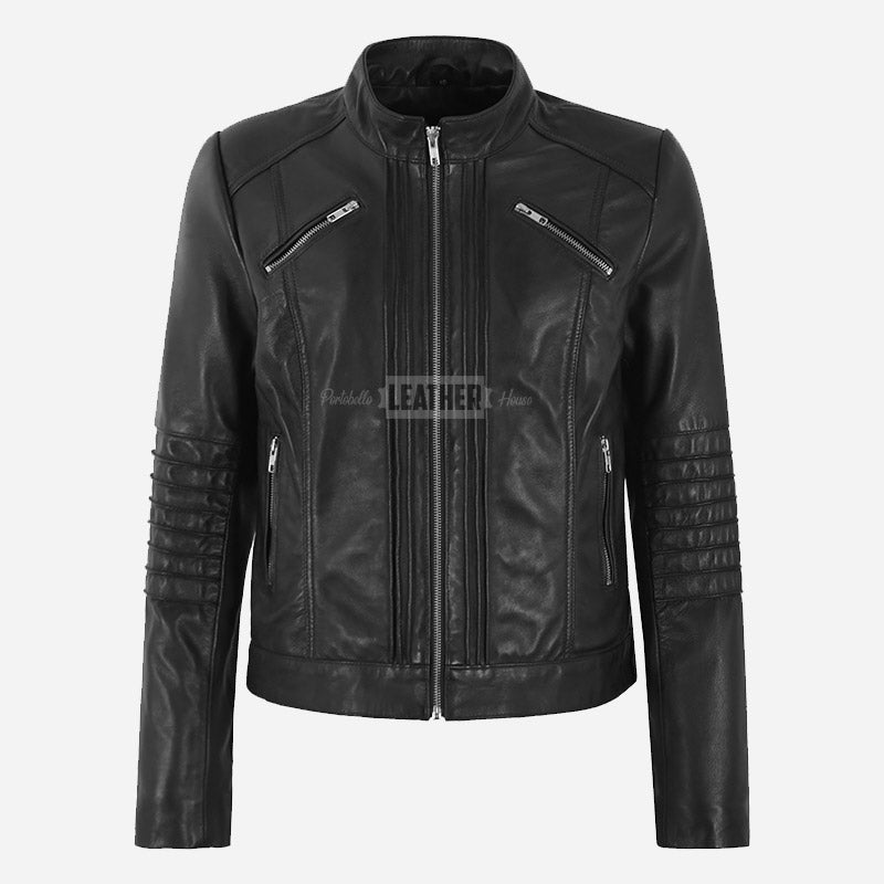 KORA Women's Leather Racer Jacket