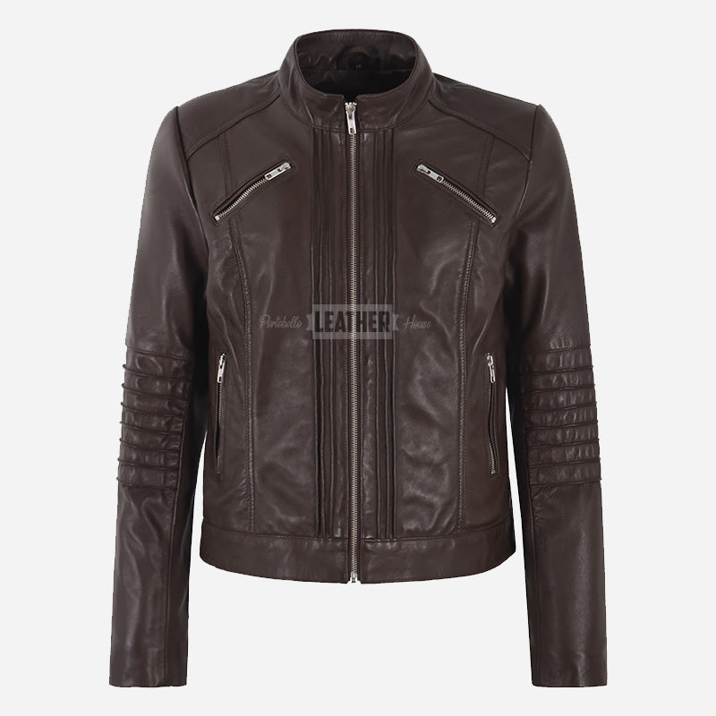 KORA Women's Leather Racer Jacket