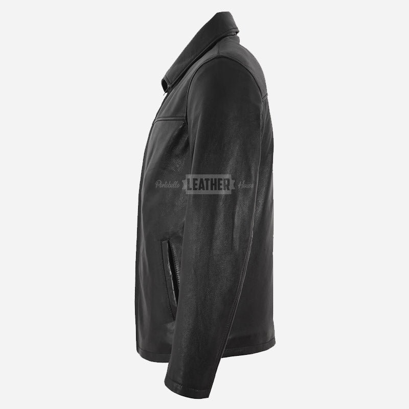 FRANKIE Men's Collared Leather Jacket