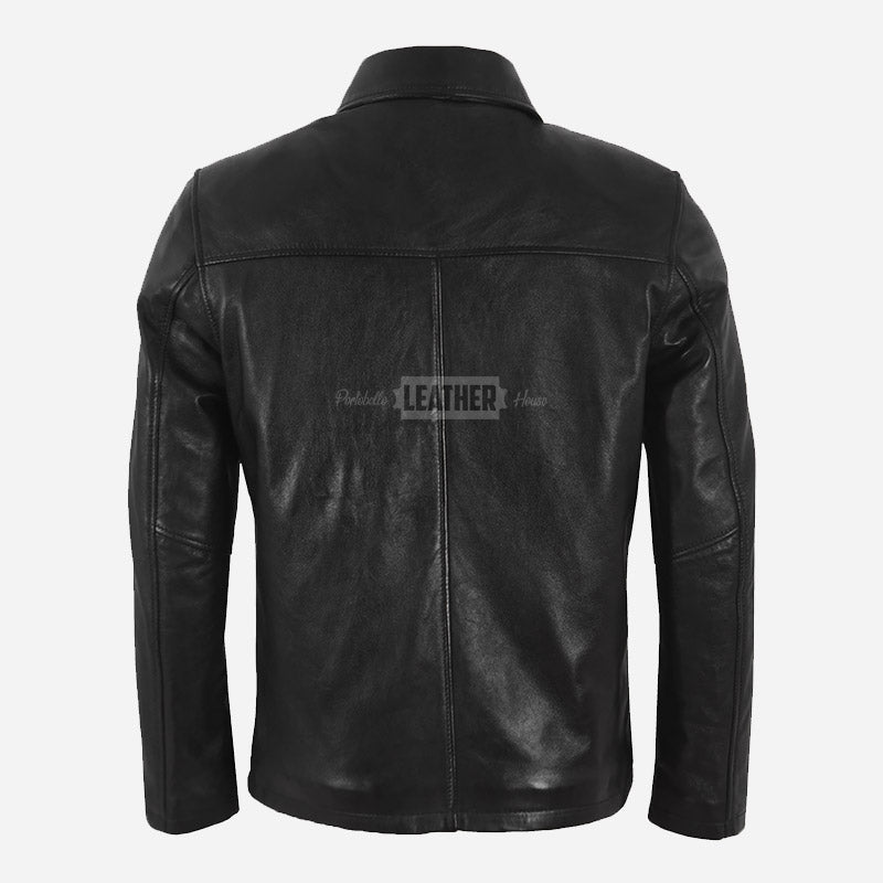 FRANKIE Men's Collared Leather Jacket