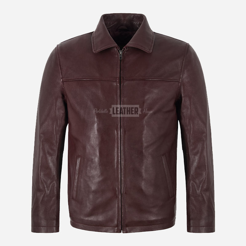 FRANKIE Men's Collared Leather Jacket