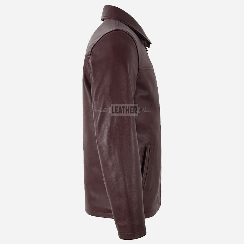 FRANKIE Men's Collared Leather Jacket