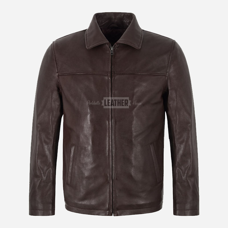 FRANKIE Men's Collared Leather Jacket