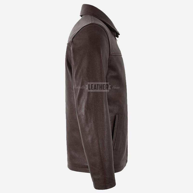 FRANKIE Men's Collared Leather Jacket