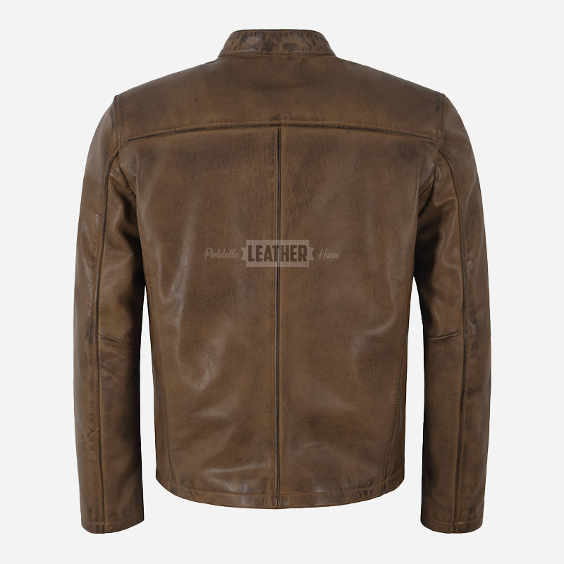 BENNY Men's Leather Racer Jacket Vintage