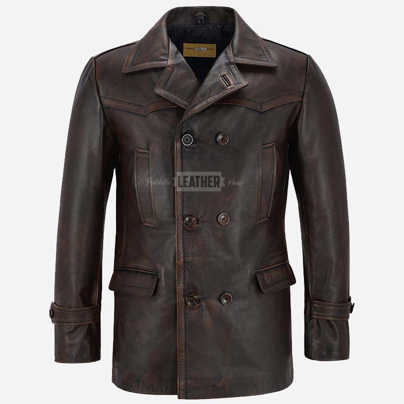 DAVID DR WHO Inspired Vintage Leather Peacoat