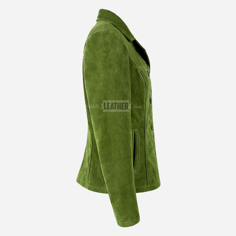 SELZA Women's Notch Collar Suede Jacket