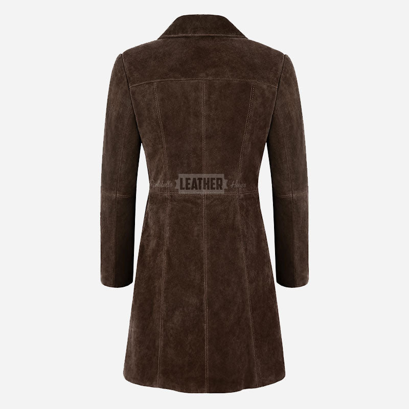 VIONNA Women's Brown 3/4 Length Suede Coat