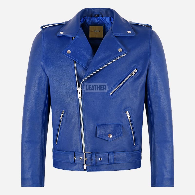 GRUZE Men’s Classic Leather Biker Jacket