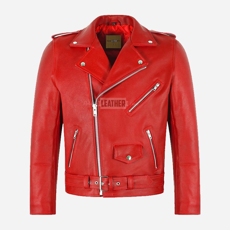 GRUZE Men’s Classic Leather Biker Jacket