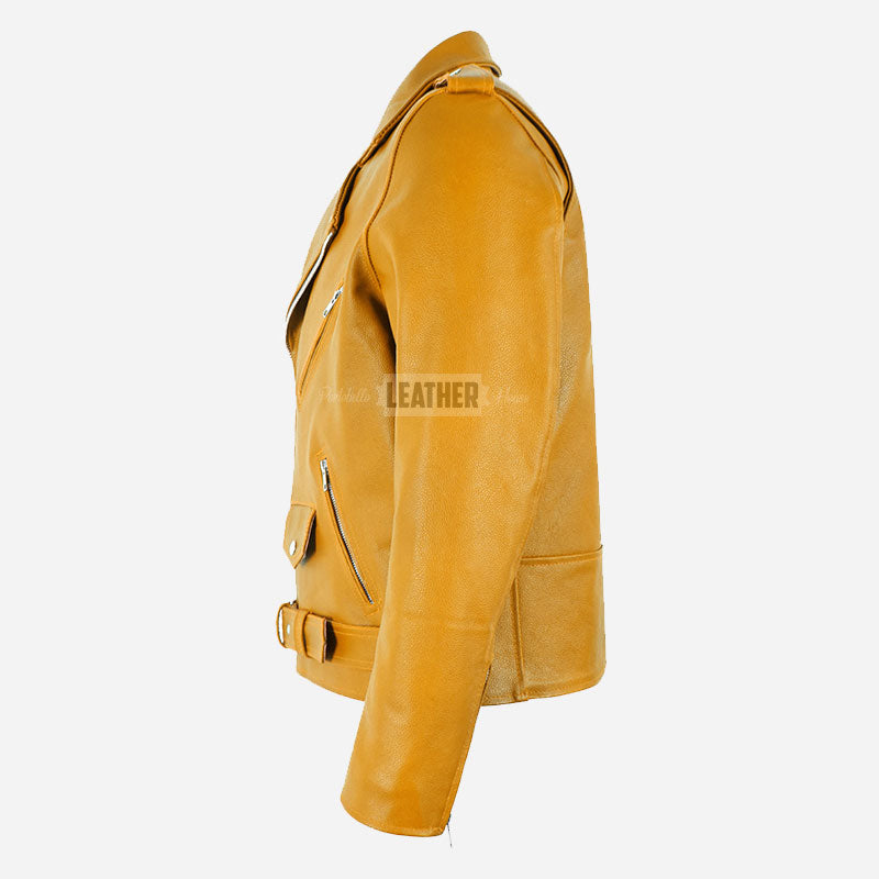 GRUZE Men’s Classic Leather Biker Jacket